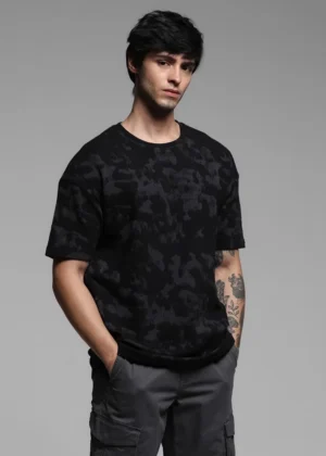 Men Camouflage Print Boxy Fit Crew-Neck T-Shirt