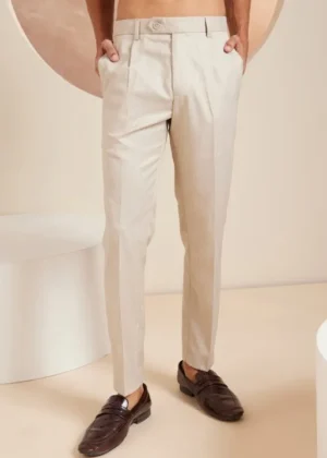Men Smart Tapered Fit Easy Wash Pleated Formal Trouser