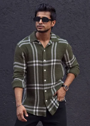 Men Tartan Checks Opaque Striped Casual Shirt