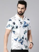 Men Printed Polo Collar Pure Cotton T-Shirt