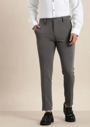 Men Slim Fit Knitted Formal Trousers